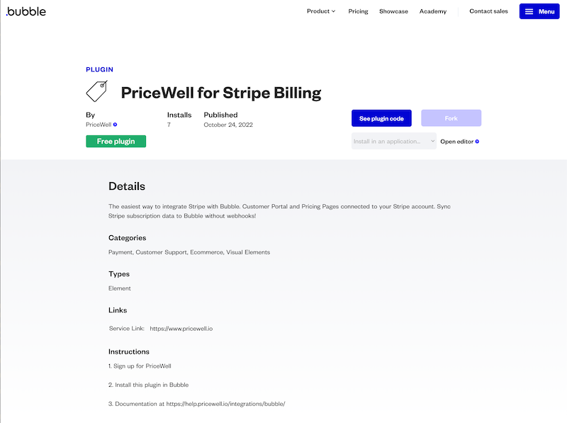 Stripe Billing Bubble.io plugin by PriceWell