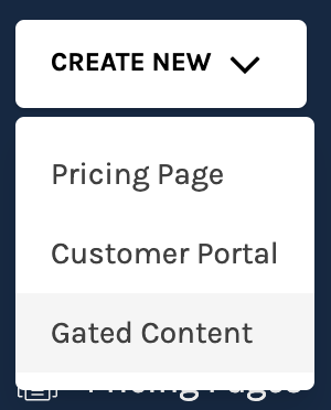 PriceWell create menu with “Gated Content” selected